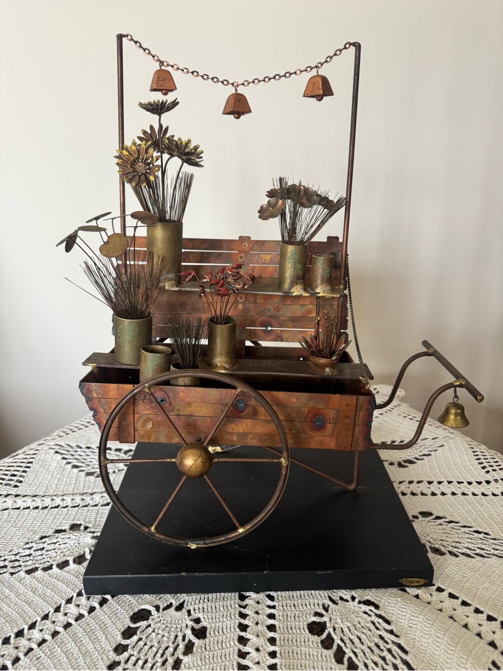 Curtis Jere Vintage Metal Flower
Cart Sculpture
